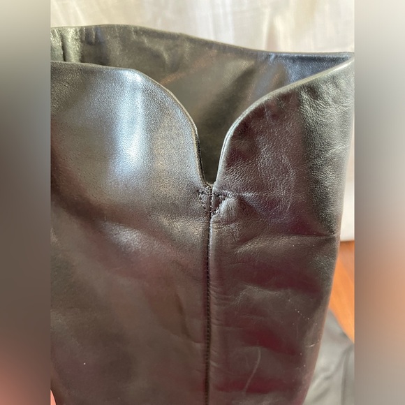 Vintage black leather cone heel slouch boots made in Brazil sz 8 - Picture 5 of 9